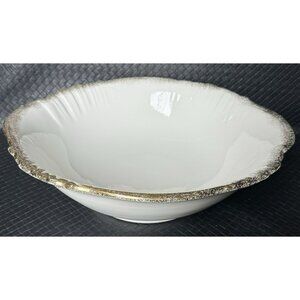 John Maddock Sons Royal Vitreous Basin Wash White And Gold 16 Inch XL Ironstone